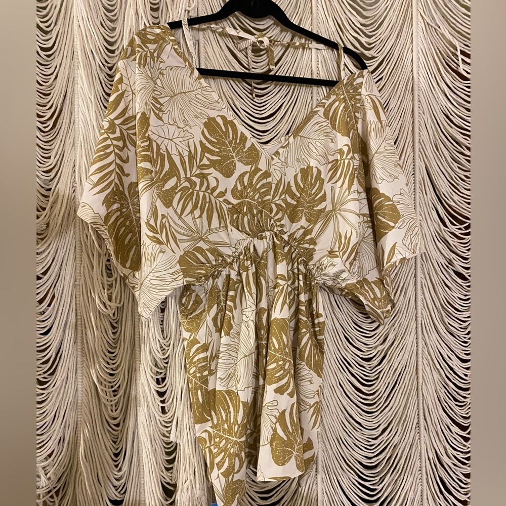 NWT Cupshe Tropical Leaf Print Bell Sleeve Romper - Picture 8 of 15